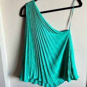 Banana Republic green one shoulder pleated top